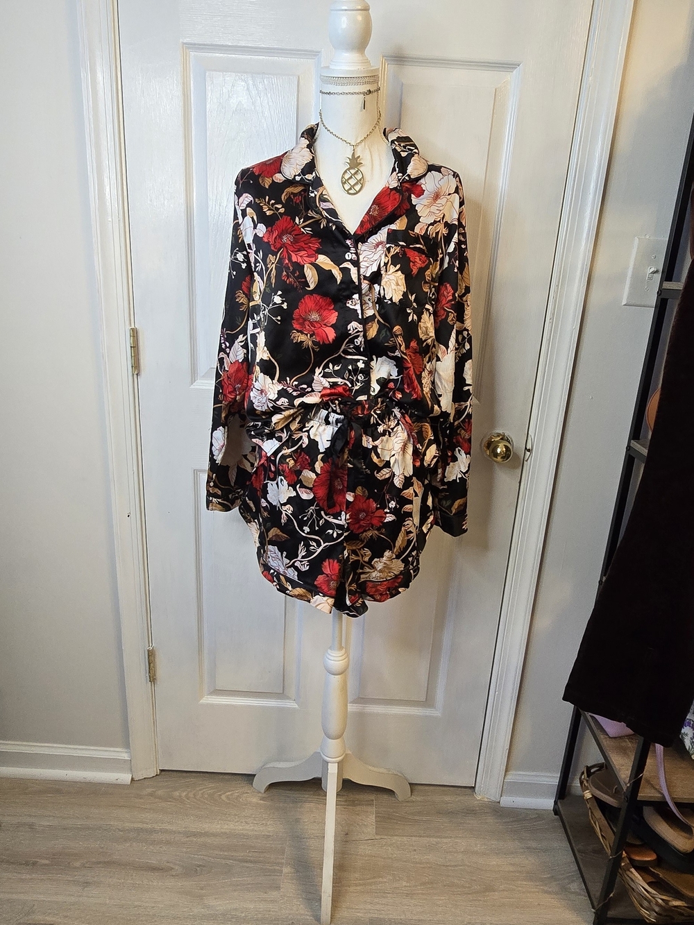Stars Above Floral Pajama Short Set Large 2 Piece Lounge